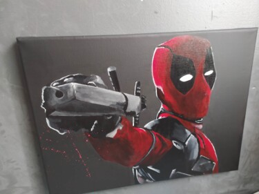 Картина под названием "Deadpool" - Guillaume Bn, Подлинное произведение искусства, Акрил Установлен на Деревянная рама для н…