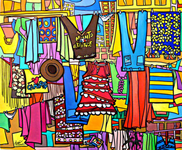 Schilderij getiteld "BARRIO GITANO" door Gabi Jimenez, Origineel Kunstwerk, Acryl