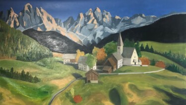 Peinture intitulée "Paesaggio di montag…" par Gabi Mutschlechner, Œuvre d'art originale, Huile