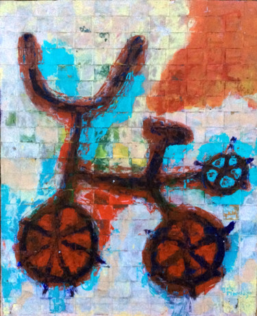 Painting titled "Tricycle" by Gabo Mendoza, Original Artwork, Acrylic