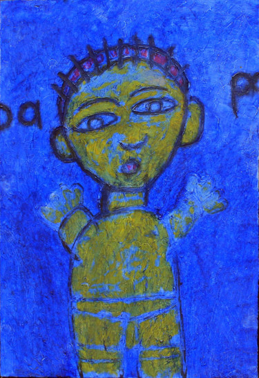 Peinture intitulée "Character in Blue" par Gabo Mendoza, Œuvre d'art originale, Acrylique
