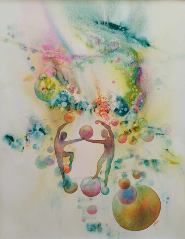 Painting titled "Energies vibrations…" by Gabor, Original Artwork, Watercolor