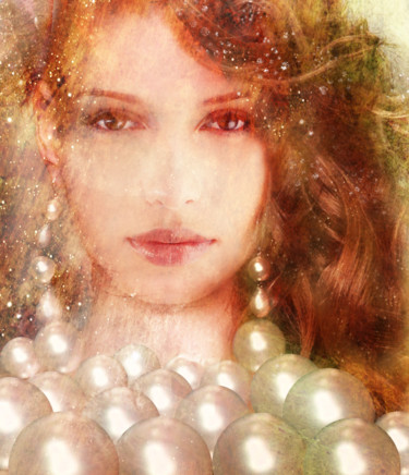 Arts numériques intitulée "La fille aux perles" par Gabriel Cotelle, Œuvre d'art originale, Photo montage