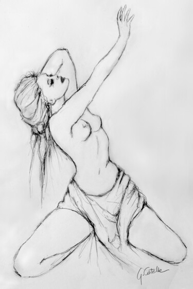 Zeichnungen mit dem Titel "Danse incantatoire…" von Gabriel Cotelle, Original-Kunstwerk, Bleistift