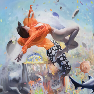 Картина под названием "Water world" - Gabriel Cristian Matei, Подлинное произведение искусства, Масло