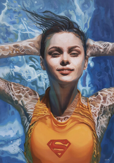 Malarstwo zatytułowany „Super Girl” autorstwa Gabriel Cristian Matei, Oryginalna praca, Olej