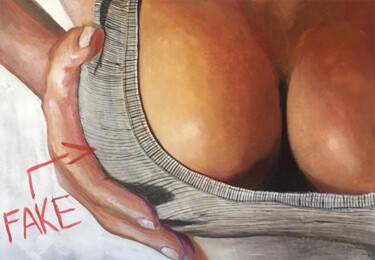 Schilderij getiteld "This tits is fake" door Gabriel Grecco, Origineel Kunstwerk, Acryl