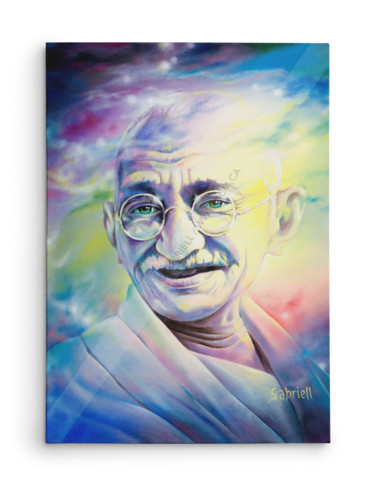 Painting titled "GANDHI" by Gabriell, Original Artwork, Oil