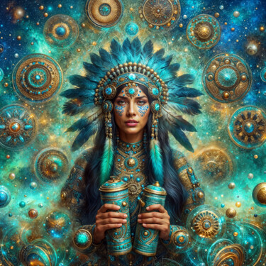 Digital Arts titled "Amerindian priestess" by Gabriel Zen, Original Artwork, 2D Digital Work