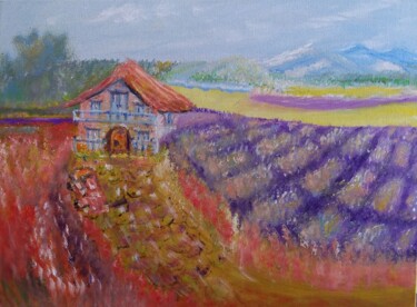 Painting titled "Provance lavender l…" by Gabriela Enso, Original Artwork, Oil