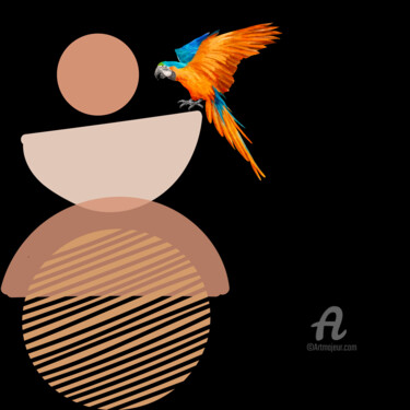 Artes digitais intitulada "Pássaro no meu geom…" por Gabriela Radiante, Obras de arte originais, Trabalho Digital 2D