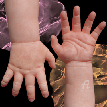Artes digitais intitulada "Mãos do meu bebê" por Gabriela Radiante, Obras de arte originais, Modelagem 3D