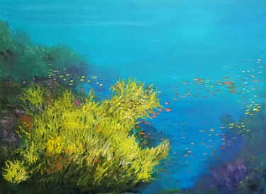 Картина под названием "Meer Korallenriff t…" - Gabriele Denno, Подлинное произведение искусства, Акрил Установлен на Деревян…