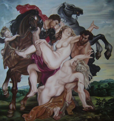 Schilderij getiteld "The Rape of the Dau…" door Gabriella Molnár, Origineel Kunstwerk, Olie