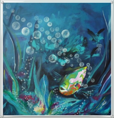 Painting titled "ABYSSE2 - OCEAN STO…" by Gaby Denninger - Burgy - Ice -, Original Artwork, Acrylic