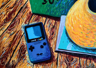 Malerei mit dem Titel "GameBoy de Proust" von Gaël Caron, Original-Kunstwerk, Öl