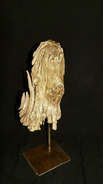 Sculpture titled "Tête de poulpe" by Gaël Maryn, Original Artwork, Wood