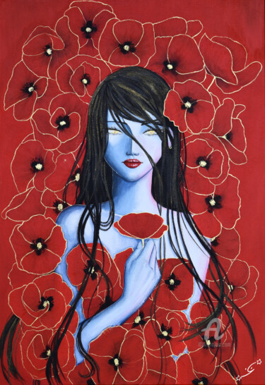 Painting titled "Coquelicot" by Gaëlizm, Original Artwork, Acrylic