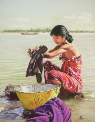 Peinture intitulée "rivage" par Gaeng, Œuvre d'art originale