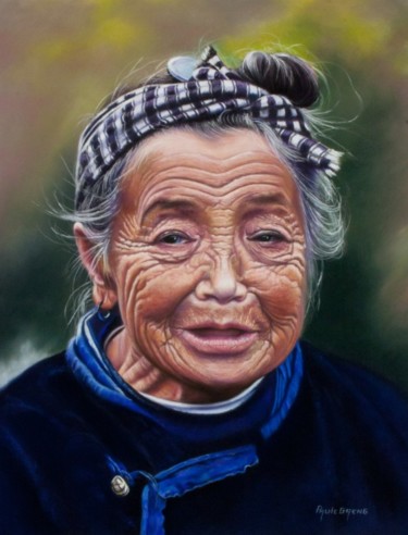 Peinture intitulée "vieille-femme-dong-…" par Gaeng, Œuvre d'art originale