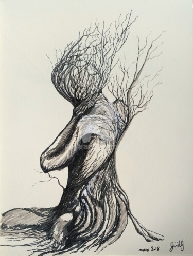Dessin intitulée "Femme Arbre" par Gaïdg, Œuvre d'art originale, Graphite