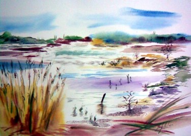 Painting titled "Camargue" by Jean-Louis Gaillard, Original Artwork, Watercolor