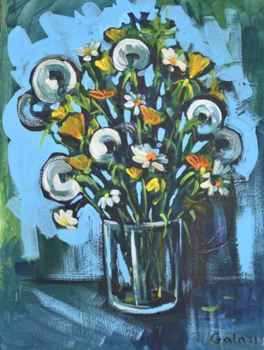 Pittura intitolato "dandelions" da Galina Zulkarniaeva, Opera d'arte originale, Acrilico