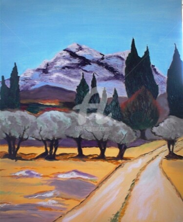 Peinture intitulée "Sur la route des Al…" par Arlette Flécher, Œuvre d'art originale, Huile