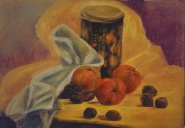 Рисунок под названием "Натюрморт с яблоками" - Galina Gonharova, Подлинное произведение искусства, Пастель