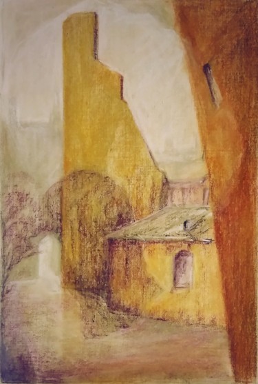 Рисунок под названием "В старом дворе" - Galina Gonharova, Подлинное произведение искусства, Пастель
