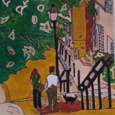 Peinture intitulée "Montmartre" par Galia Lettry, Œuvre d'art originale, Aquarelle