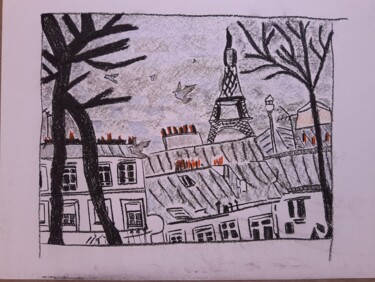 Desenho intitulada "Les toits de Paris" por Galia Lettry, Obras de arte originais, Pastel