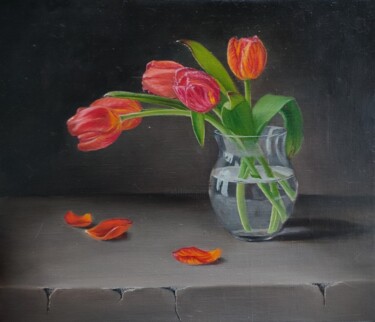 Peinture intitulée "Тюльпаны" par Galina Kukhtenkova, Œuvre d'art originale, Huile