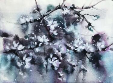 Malerei mit dem Titel "Thousands of cherry…" von Galina Poloz, Original-Kunstwerk, Aquarell