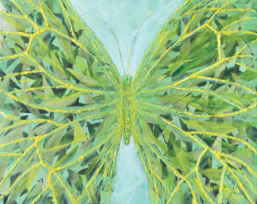 Pintura intitulada "Vision in green" por Galina Vasiljeva, Obras de arte originais, Óleo