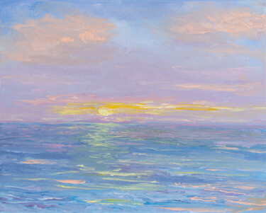 Painting titled "Sunset melody by th…" by Galina Vasiljeva, Original Artwork, Oil