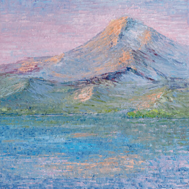 Pintura titulada "Mountains at dawn.…" por Galina Vasiljeva, Obra de arte original, Oleo