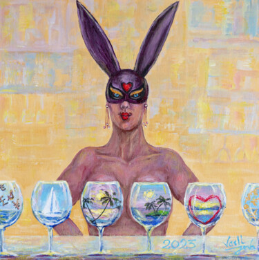 Schilderij getiteld "Cocktail Bar. It's…" door Galina Vasiljeva, Origineel Kunstwerk, Acryl