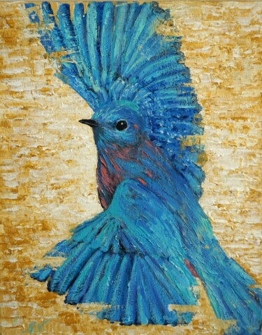 Malerei mit dem Titel "Bluebird of happine…" von Galina Vasiljeva, Original-Kunstwerk, Acryl