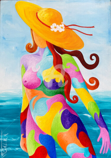 Картина под названием "EN VACANCES" - Galka, Подлинное произведение искусства, Масло Установлен на Деревянная рама для носил…