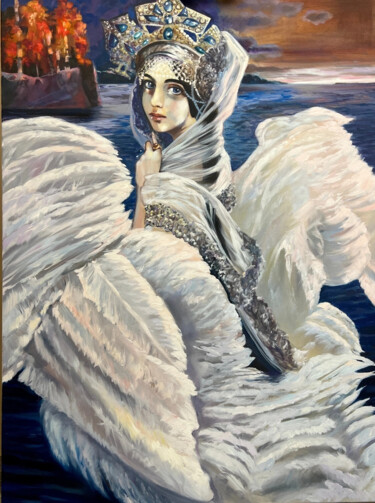 Pittura intitolato "The Swan Princess" da Olga Bazanova, Opera d'arte originale, Olio