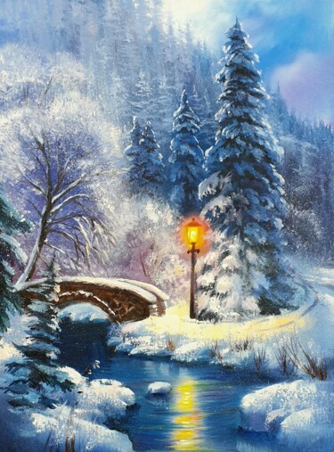 "Winter fairy tale" başlıklı Tablo Ольга Базанова tarafından, Orijinal sanat, Petrol