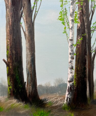 Painting titled "Forest" by Olga Bazanova, Original Artwork, Oil