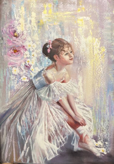 Painting titled "Little Ballerina" by Olga Bazanova, Original Artwork, Oil