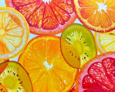 Peinture intitulée "Citrus mix" par Olga Bazanova, Œuvre d'art originale, Huile