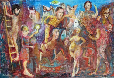 Картина под названием "Minotauromaquia" - Celtibero, Подлинное произведение искусства, Масло