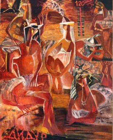 Painting titled "Sauna" by Galya Didur, Original Artwork, Acrylic