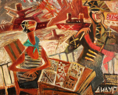 Painting titled "Sea battle" by Galya Didur, Original Artwork, Acrylic