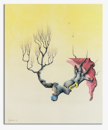 Prenten & gravures getiteld "Albero surreale..." door Artegambasin, Origineel Kunstwerk, Digitale afdruk