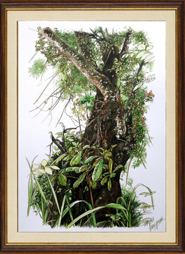Ζωγραφική με τίτλο "Nature's Creation" από Gamini Abeykoon, Αυθεντικά έργα τέχνης, Ακουαρέλα